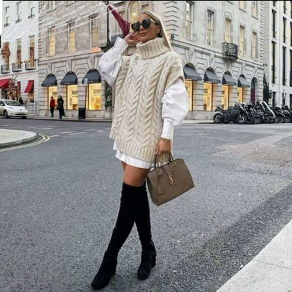 CHUNKY Oversized PULLOVER Cable KNIT SWEATER By ZARA - Picture 6 of 6